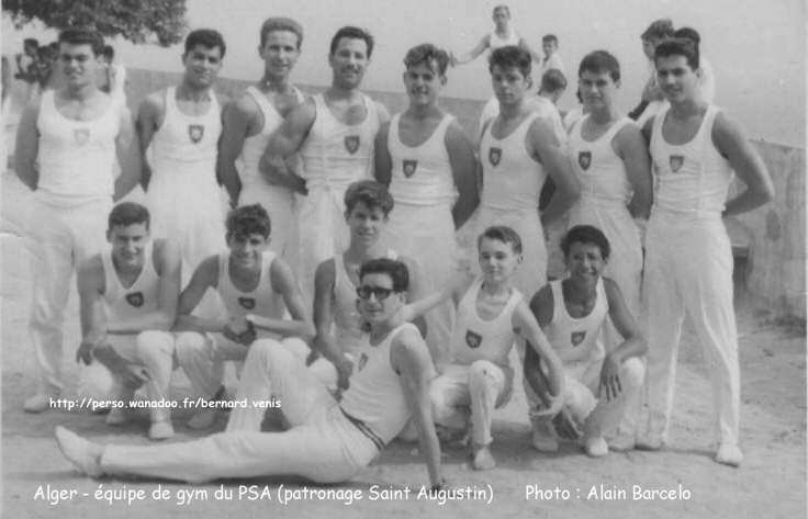 L'équipe de gymnastique du PSA, championne d'Algérie en 1959